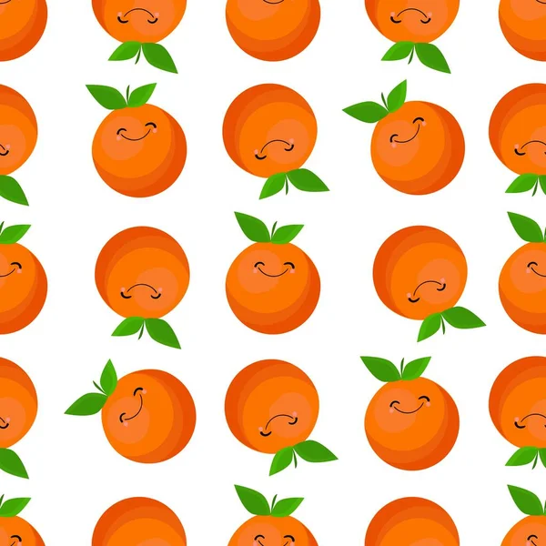 Laranja Fruta Exótica Caráter Cítrico Padrão Sem Costura Ilustração Vetorial —  Vetores de Stock