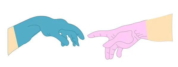 Deux Mains Gants Latex Isolés Sur Fond Blanc Illustration Vectorielle — Image vectorielle