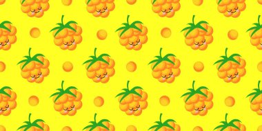 Morgage karakteri. Sevimli komik sarı dut. Böğürtlensiz vektör deseni. Parlak renkler.