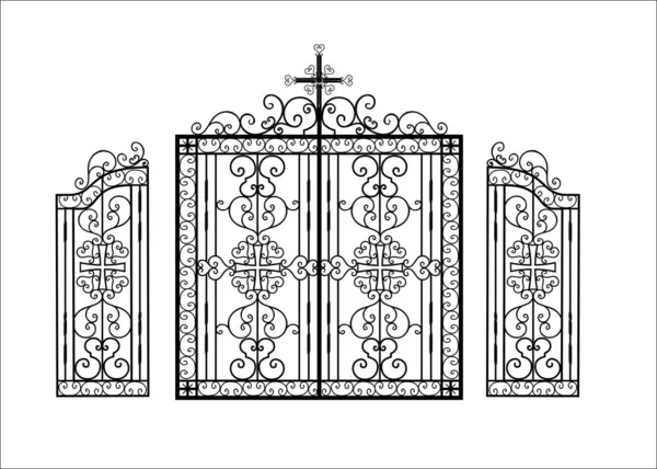Puertas Hierro Forjado Para Templo Iglesia Patrón Religión Cristiana Cerca — Vector de stock