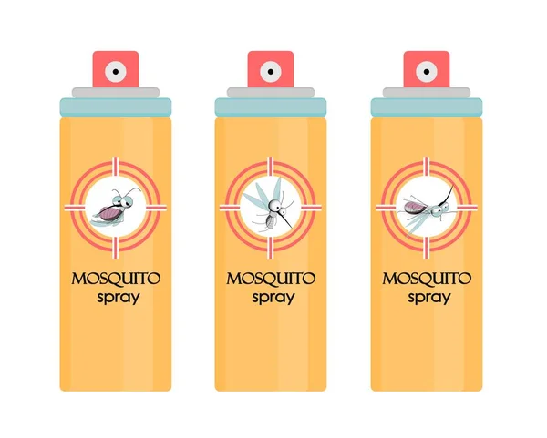 昆虫蚊虫和害虫说明驱蚊油 蚊子喷剂 Camping — 图库矢量图片