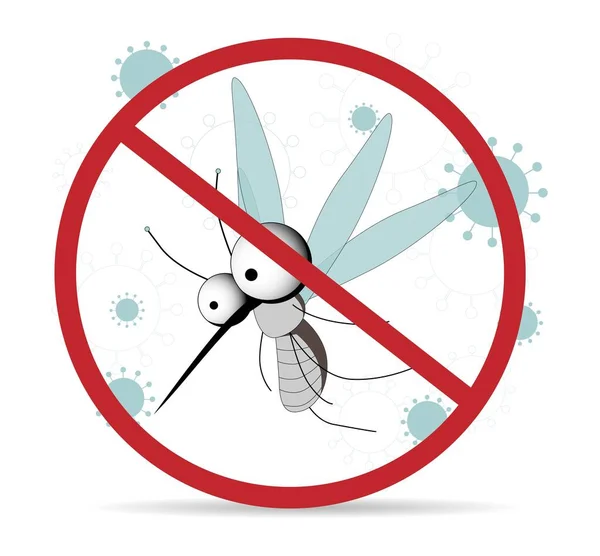 蚊子警告被禁标志 病媒昆虫控制符号 阻止和控制蚊子 防虫图解 Cute Πer — 图库矢量图片