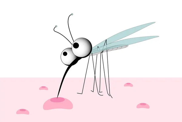 Cute Cartoon Mosquito Insect Pest Mosquito Bite Danger Disease Transmission — Stock Vector