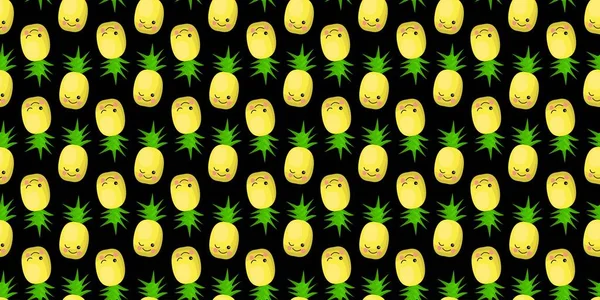 Ananas Personage Exotisch Fruitpatroon Illustratie — Stockfoto