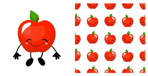 Personagem Apple Fruta Desenho Animado Bonito Ilustração Isolado Fundo Branco — Fotografia de Stock