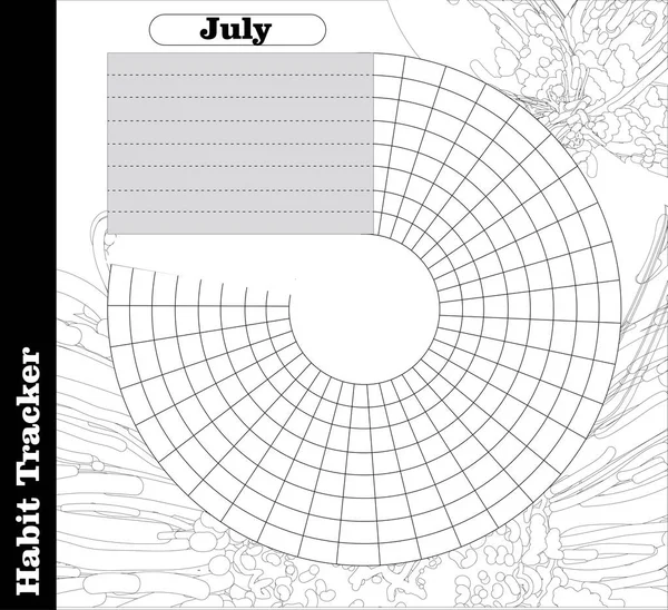 Habit Tracker Tom Tidningsmall För Kulor Månadsplanerare Vektorillustration Arrangör För — Stock vektor