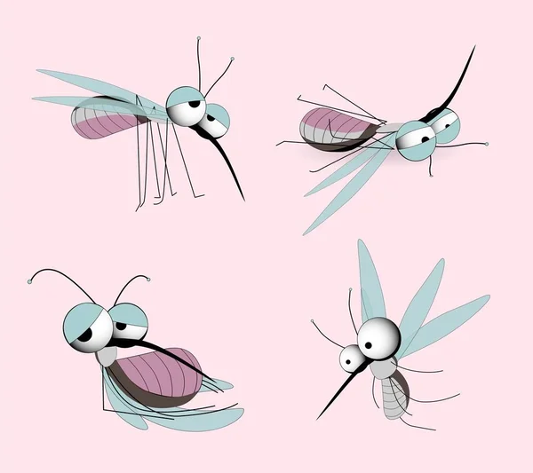 Los Mosquitos Son Portadores Infecciones Insectos Alados Ilustración Mosquitos Mosquitos — Vector de stock