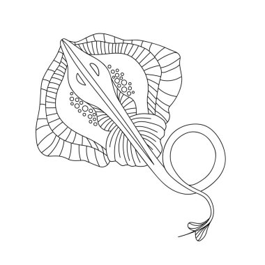 Lekeli. Boyama kitabı. Zentangle tarzında bir manto iğnesi resmi olan boyama kitabı. Stres karşıtı el yazması çizim. Vektör illüstrasyonu