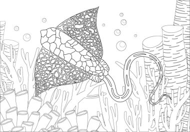 Lekeli. Boyama kitabı. Zentangle tarzında bir manto iğnesi resmi olan boyama kitabı. Stres karşıtı el yazması çizim. Vektör illüstrasyonu