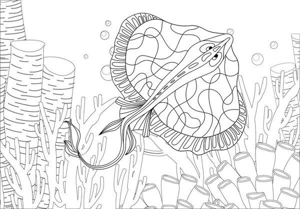 Lekeli. Boyama kitabı. Zentangle tarzında bir manto iğnesi resmi olan boyama kitabı. Stres karşıtı el yazması çizim. Vektör illüstrasyonu