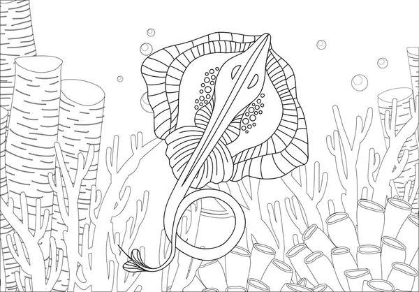 Lekeli. Boyama kitabı. Zentangle tarzında bir manto iğnesi resmi olan boyama kitabı. Stres karşıtı el yazması çizim. Vektör illüstrasyonu