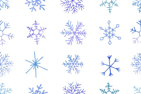 Winter Kerst Naadloos Patroon Met Artistieke Blauwe Sneeuwvlokken Vector Klaar — Stockvector