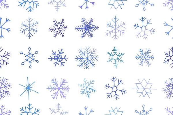 Nahtloses Wintermuster Mit Kunstvollen Blauen Schneeflocken Vektorsatz Kann Für Drucksachen — Stockvektor