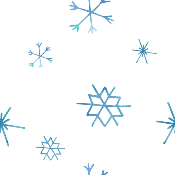 冬季圣诞无缝图案与艺术蓝色雪花 向量集 可用于印刷材料 印刷品 度假背景 手绘装饰元素 — 图库矢量图片