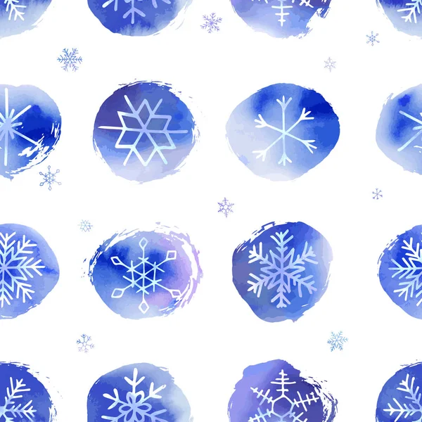 冬季圣诞无缝图案与艺术蓝色雪花和雪球 向量集 可用于印刷材料 印刷品 度假背景 手绘装饰元素 — 图库矢量图片