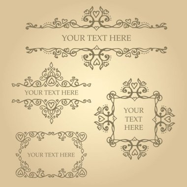 Vintage vektör tasarım öğeleri metin için yer ile süsler