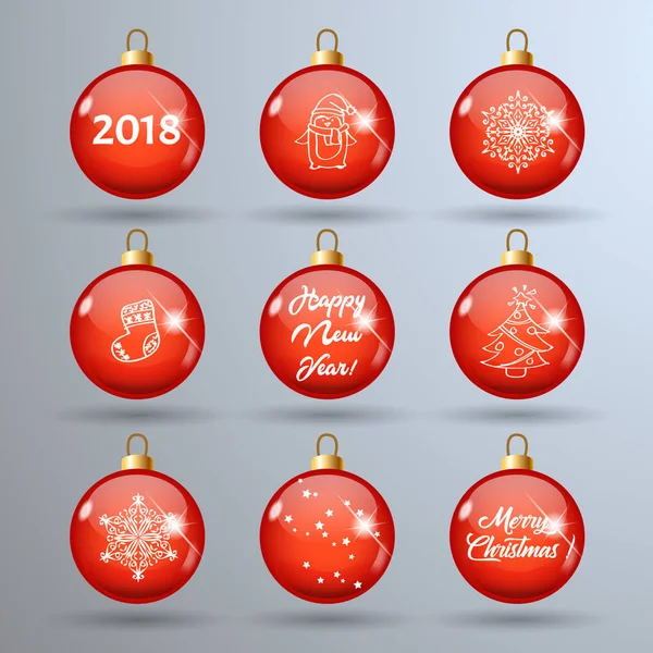 Kırmızı Noel topları kümesi