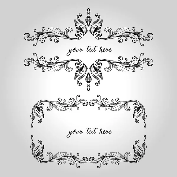 Vintage çerçeveleri ve kaligrafi tasarım öğeleri