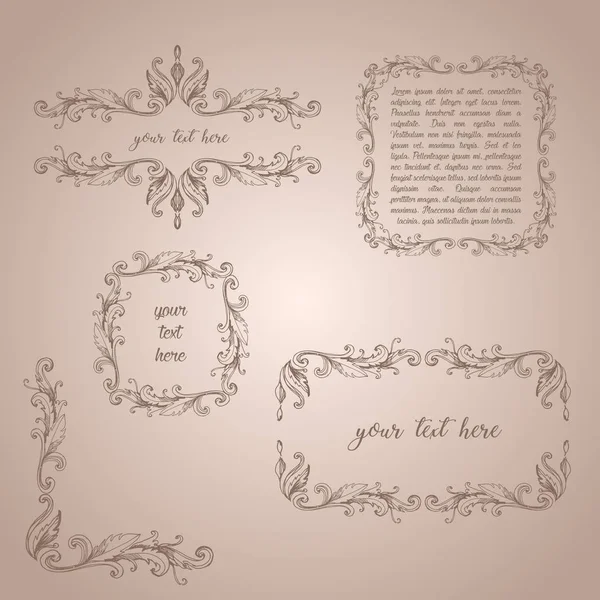 Vintage Frames Calligraphic Design Elements — Stock Vector