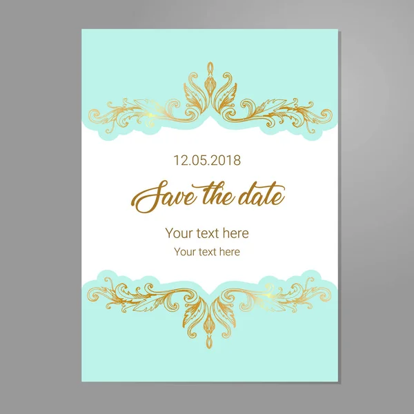 Guardar Fecha Tarjeta Invitación Boda — Archivo Imágenes Vectoriales