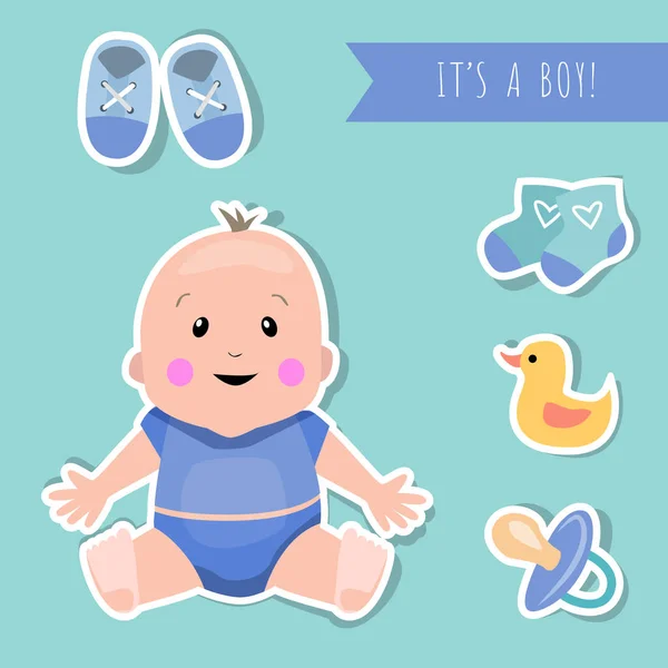 Σχέδιο Ντους Μωρών Είναι Μια Κάρτα Αγόρι — Διανυσματικό Αρχείο