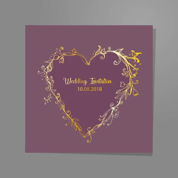Wedding Invitation Card Ornament — Stock Vector