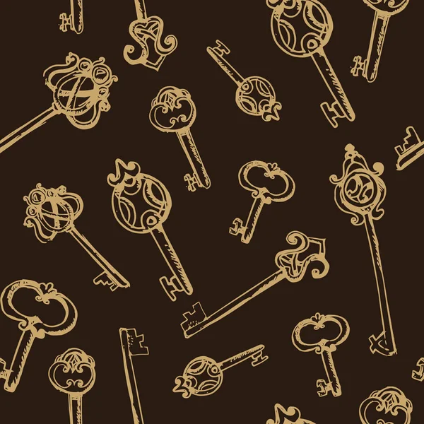 Vintage Keys Seamless Pattern — Stock Vector