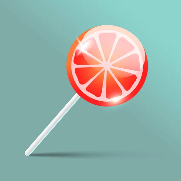 Delicious Grapefruit Lollipop Illustration — Stock Vector