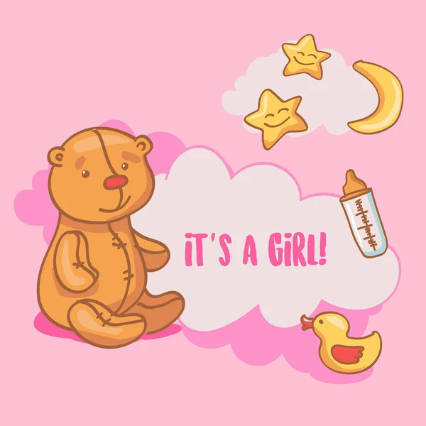 Baby Shower Una Ragazza Illustrazione — Vettoriale Stock