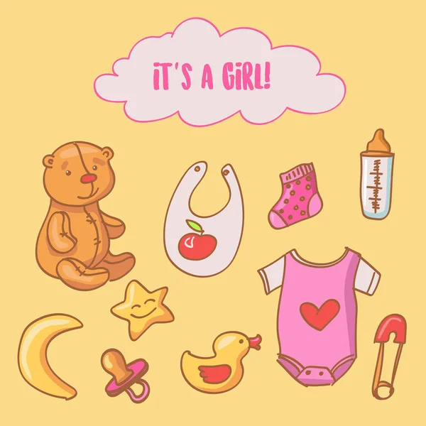 Baby Shower Una Ragazza Illustrazione — Vettoriale Stock