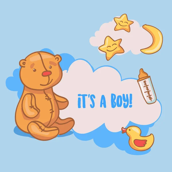 Babyshower Det Pojke Illustration — Stock vektor