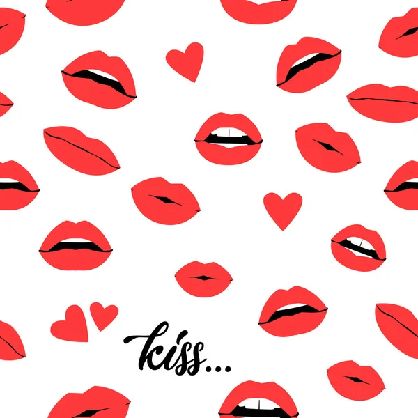 Red Lips Seamless Pattern — Stock Vector