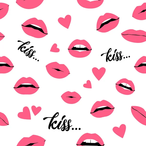 粉红色的嘴唇无缝模式 — 图库矢量图片