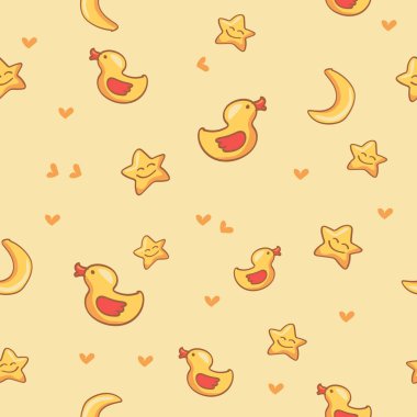 Ördekler ile sarı desen
