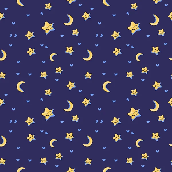 Nahtlose Süße Nachthimmel Muster — Stockvektor