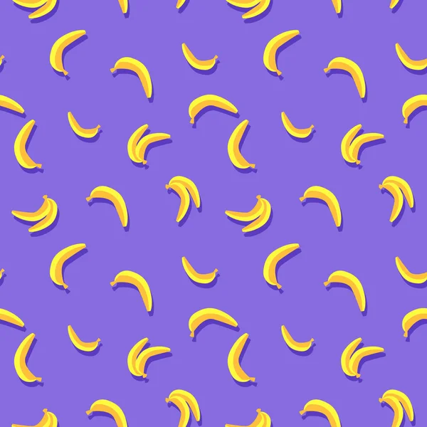 Бесшовный Фиолетовый Узор Желтыми Бананами — стоковый вектор