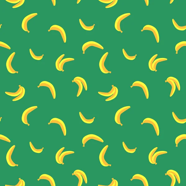 Padrão Verde Sem Costura Com Bananas Amarelas — Vetor de Stock