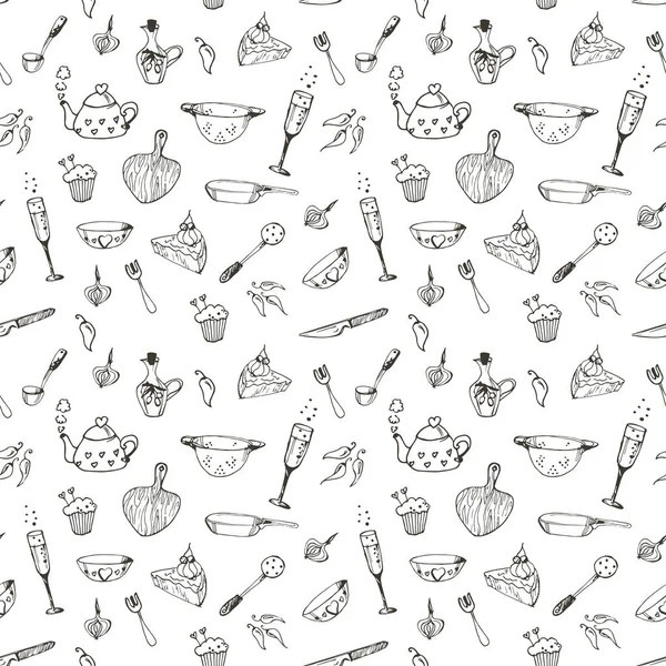Seamless pattern with Kitchenware