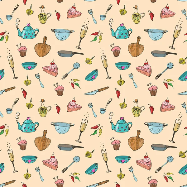 Seamless pattern with Kitchenware
