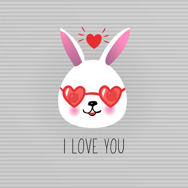 Niedliche Valentinskarte Mit Verliebtem Kaninchen — Stockvektor