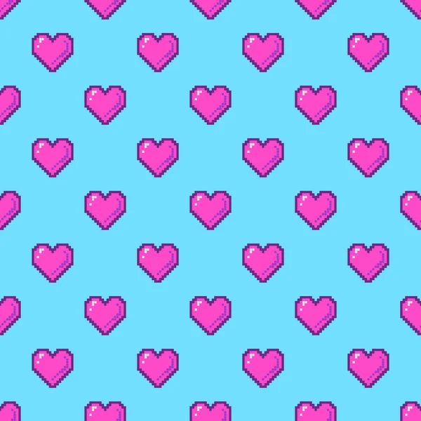 Бесшовный Рисунок Пиксельными Сердцами — стоковый вектор