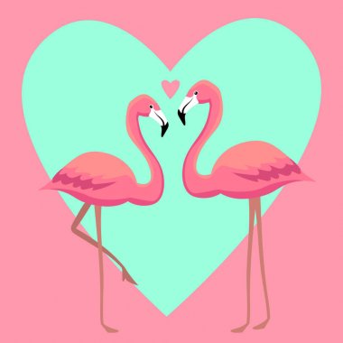 Aşk vektör çizim içinde flamingolar
