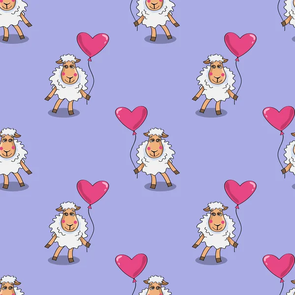 Owce Jednolity Wzór Miłości — Wektor stockowy