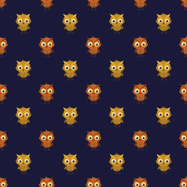 Seamless Pattern Cartoon Owls — Stock Vector