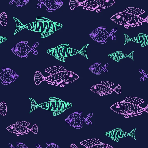 Patrón Sin Costura Con Peces — Vector de stock