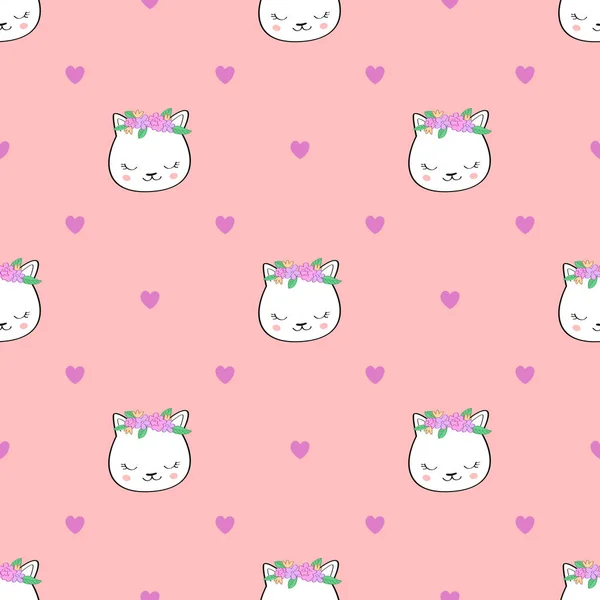 Cute Cats Seamless Pattern — Stock Vector