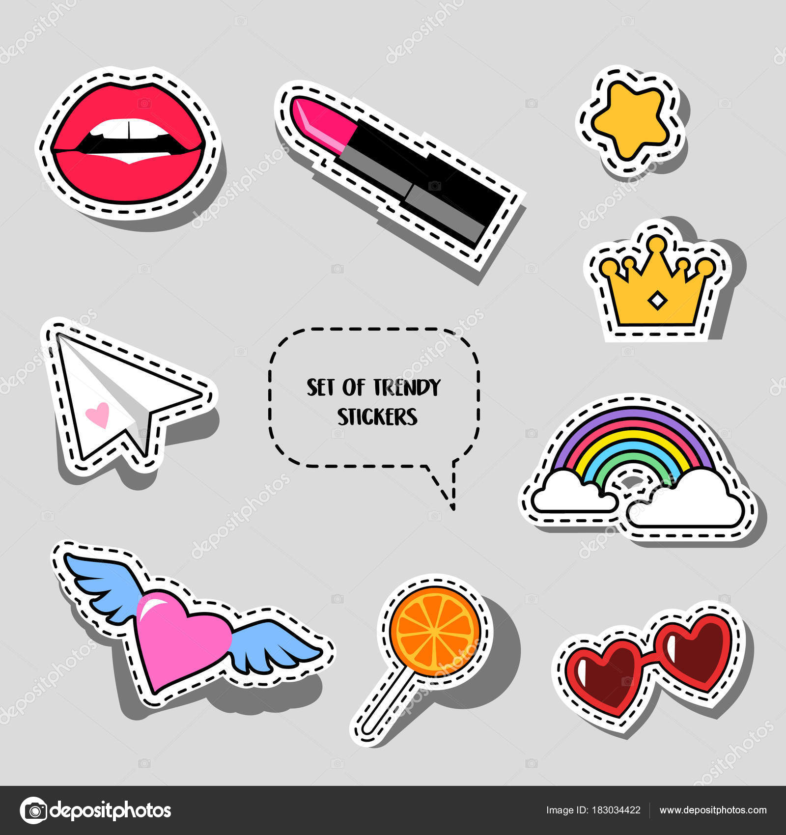 Set Trendy Stickers — Stock Vector © Elentina #183034422