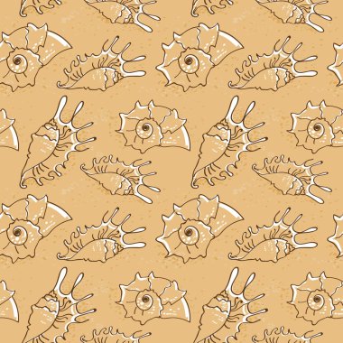 Deniz kabuklarını Dikişsiz desen illüstrasyon