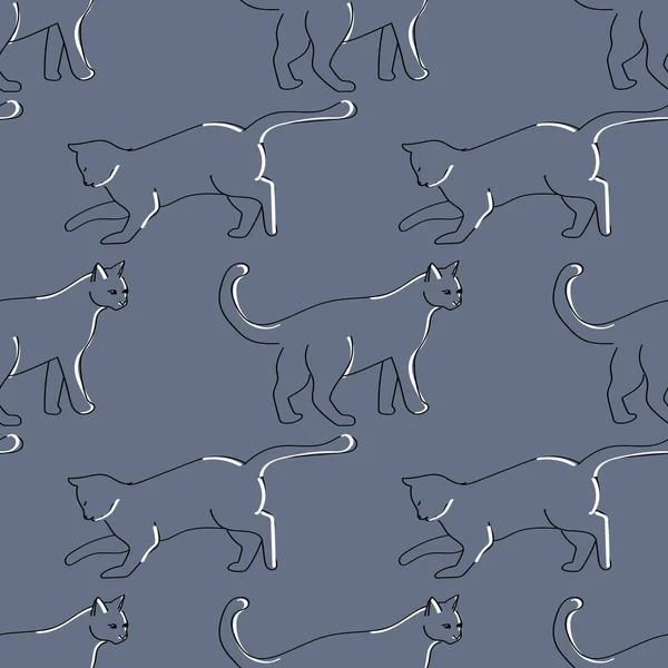Patrón Sin Costuras Con Gatos — Archivo Imágenes Vectoriales