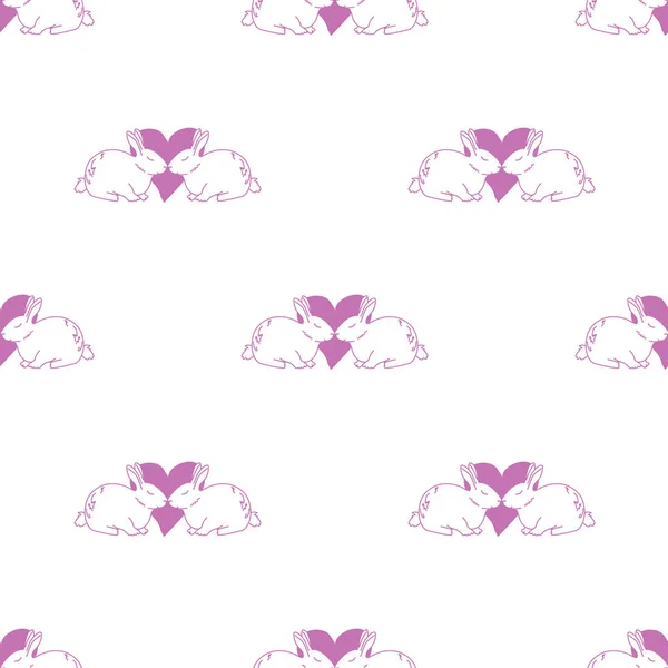 Lapins Mignons Dans Amour Motif Sans Couture — Image vectorielle